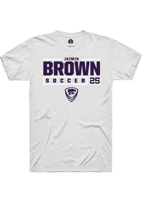 Jazmin Brown White K-State Wildcats NIL Stacked Box Short Sleeve T Shirt
