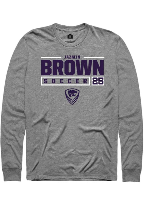 Jazmin Brown Rally Mens Graphite K-State Wildcats NIL Stacked Box Tee