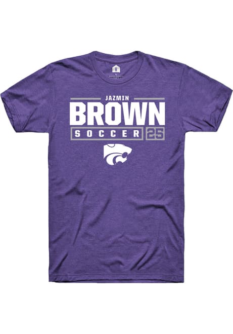Jazmin Brown Purple K-State Wildcats NIL Stacked Box Short Sleeve T Shirt