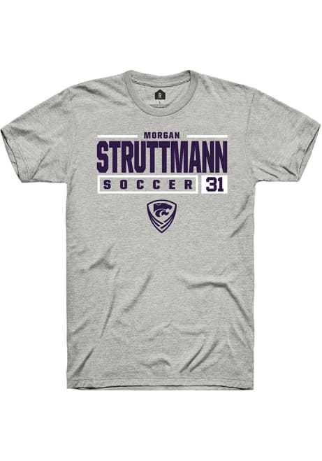 Morgan Struttmann Ash K-State Wildcats NIL Stacked Box Short Sleeve T Shirt