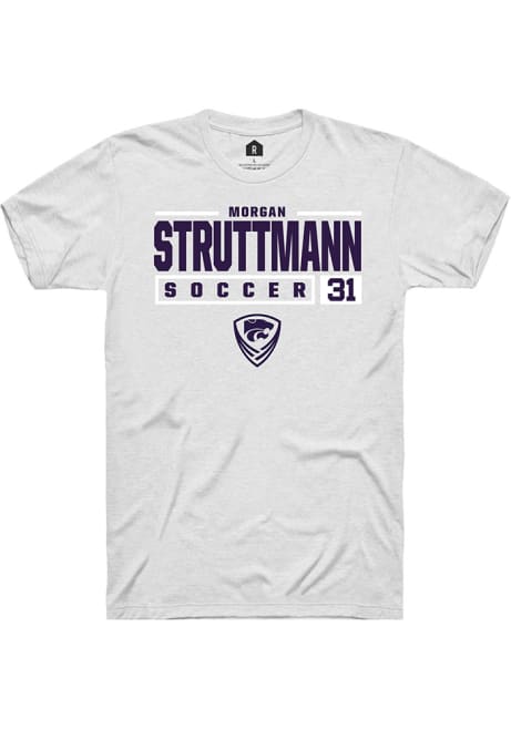 Morgan Struttmann White K-State Wildcats NIL Stacked Box Short Sleeve T Shirt