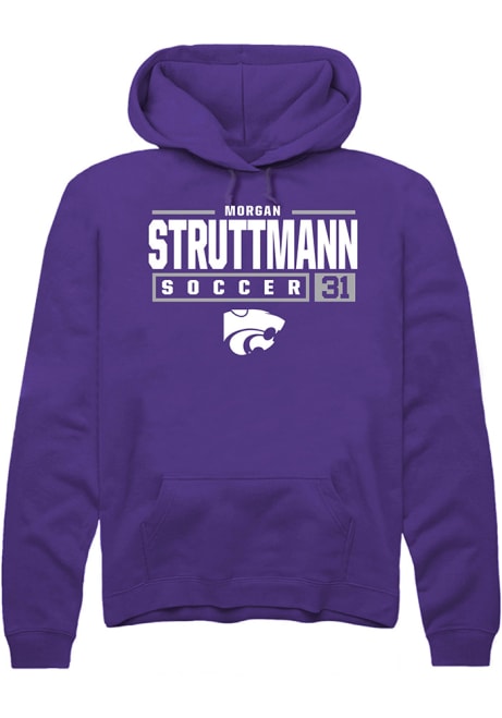 Morgan Struttmann Rally Mens Purple K-State Wildcats NIL Stacked Box Hooded Sweatshirt