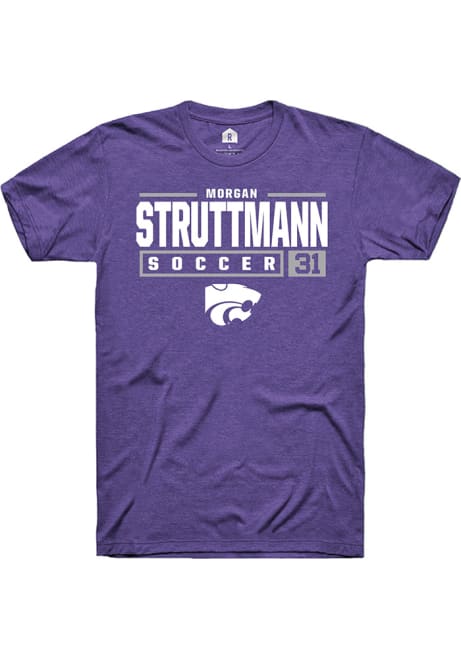 Morgan Struttmann Purple K-State Wildcats NIL Stacked Box Short Sleeve T Shirt