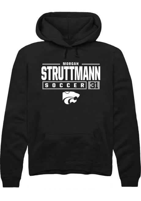 Morgan Struttmann Rally Mens Black K-State Wildcats NIL Stacked Box Hooded Sweatshirt