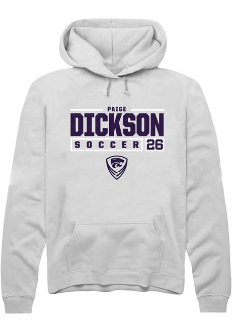 Paige Dickson Rally Mens White K-State Wildcats NIL Stacked Box Hooded Sweatshirt