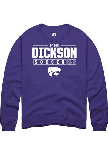 Paige Dickson Rally Mens Purple K-State Wildcats NIL Stacked Box Crew Sweatshirt