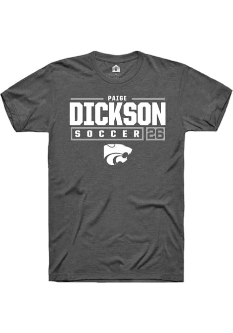 Paige Dickson Dark Grey K-State Wildcats NIL Stacked Box Short Sleeve T Shirt