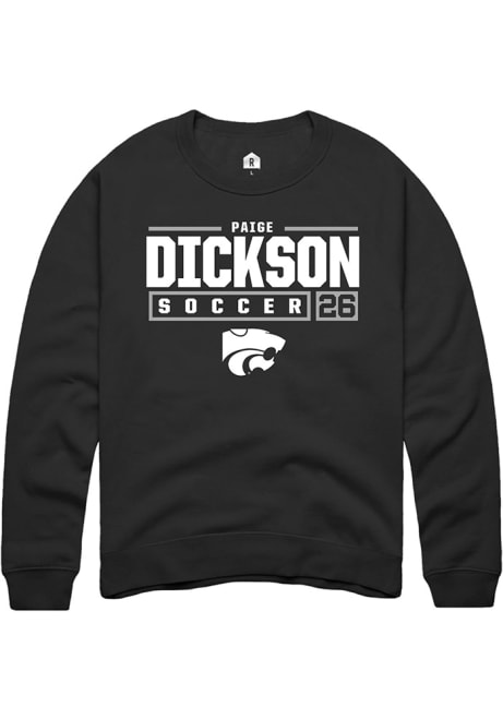 Paige Dickson Rally Mens Black K-State Wildcats NIL Stacked Box Crew Sweatshirt