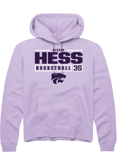 Alexis Hess Rally Mens Lavender K-State Wildcats NIL Stacked Box Hooded Sweatshirt