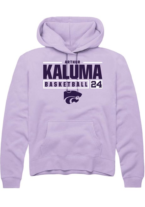 Arthur Kaluma Rally Mens Lavender K-State Wildcats NIL Stacked Box Hooded Sweatshirt
