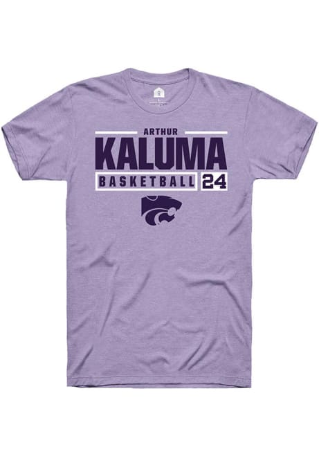 Arthur Kaluma Lavender K-State Wildcats NIL Stacked Box Short Sleeve T Shirt