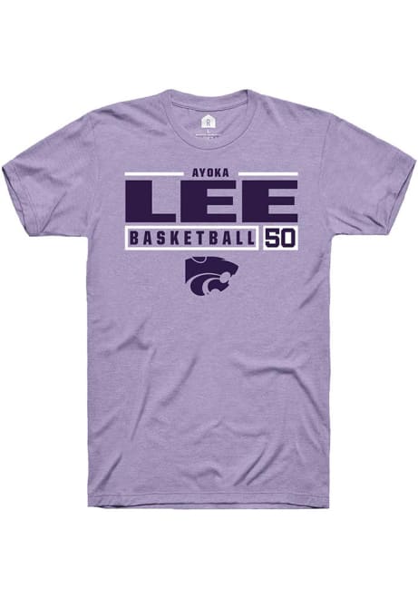 Ayoka Lee Lavender K-State Wildcats NIL Stacked Box Short Sleeve T Shirt