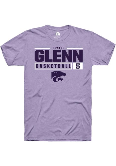 Brylee Glenn Lavender K-State Wildcats NIL Stacked Box Short Sleeve T Shirt