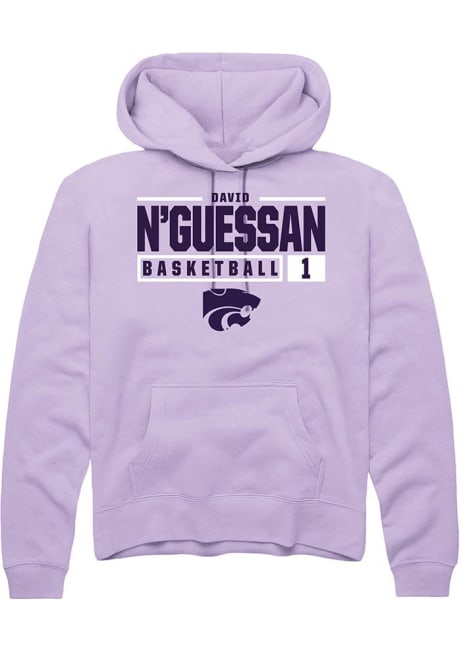 David N’Guessan Rally Mens Lavender K-State Wildcats NIL Stacked Box Hooded Sweatshirt