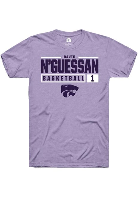 David N’Guessan Lavender K-State Wildcats NIL Stacked Box Short Sleeve T Shirt
