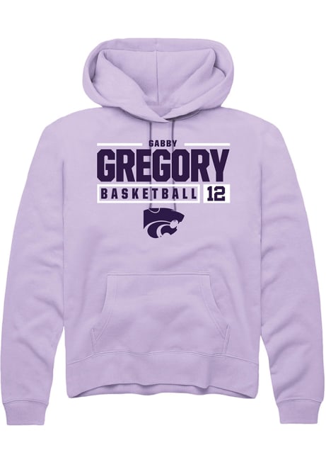 Gabriella Gregory Rally Mens Lavender K-State Wildcats NIL Stacked Box Hooded Sweatshirt