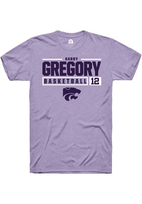 Gabriella Gregory Lavender K-State Wildcats NIL Stacked Box Short Sleeve T Shirt