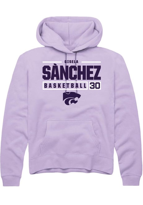 Gisela Sánchez Rally Mens Lavender K-State Wildcats NIL Stacked Box Hooded Sweatshirt