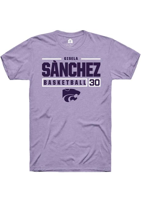 Gisela Sánchez Lavender K-State Wildcats NIL Stacked Box Short Sleeve T Shirt