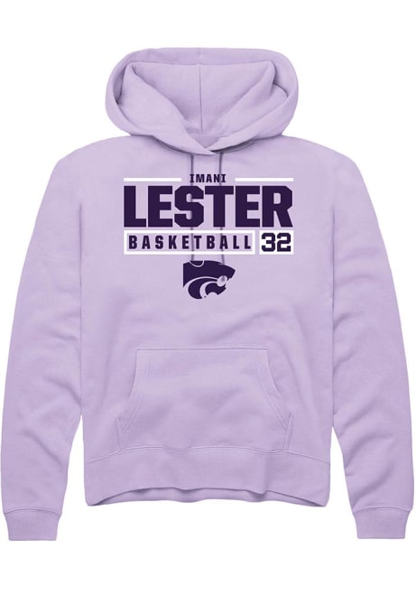 Imani Lester Rally Mens Lavender K-State Wildcats NIL Stacked Box Hooded Sweatshirt