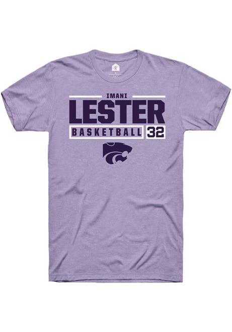 Imani Lester Lavender K-State Wildcats NIL Stacked Box Short Sleeve T Shirt