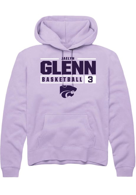 Jaelyn Glenn Rally Mens Lavender K-State Wildcats NIL Stacked Box Hooded Sweatshirt