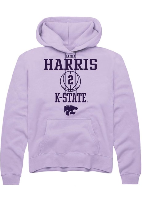 Jamia Harris Rally Mens Lavender K-State Wildcats NIL Sport Icon Hooded Sweatshirt
