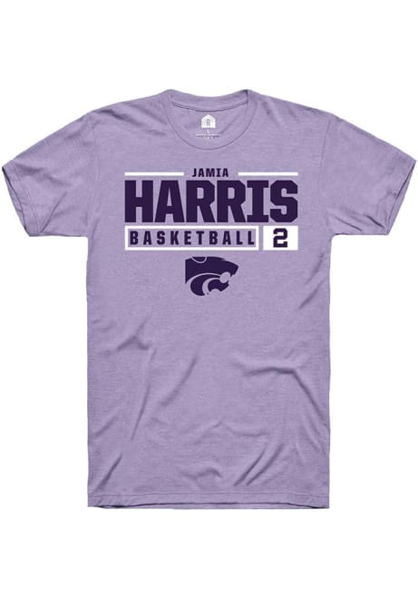 Jamia Harris Lavender K-State Wildcats NIL Stacked Box Short Sleeve T Shirt