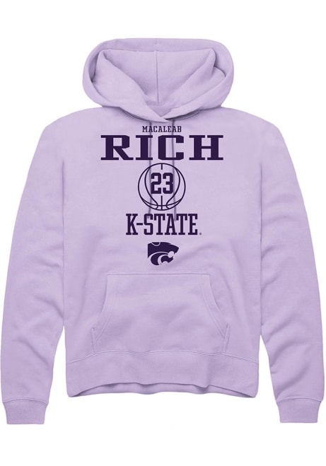 Macaleab Rich Rally Mens Lavender K-State Wildcats NIL Sport Icon Hooded Sweatshirt