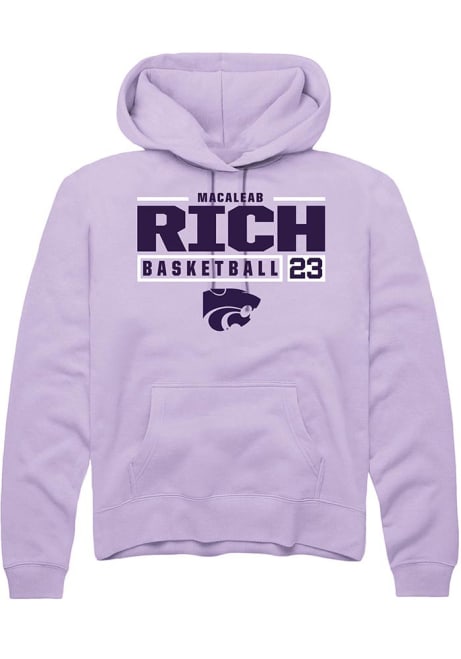 Macaleab Rich Rally Mens Lavender K-State Wildcats NIL Stacked Box Hooded Sweatshirt