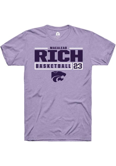 Macaleab Rich Lavender K-State Wildcats NIL Stacked Box Short Sleeve T Shirt