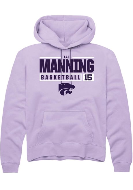 Taj Manning Rally Mens Lavender K-State Wildcats NIL Stacked Box Hooded Sweatshirt