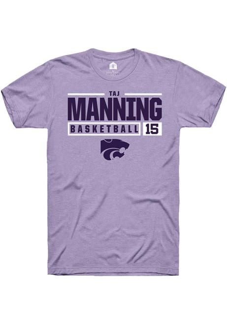 Taj Manning Lavender K-State Wildcats NIL Stacked Box Short Sleeve T Shirt