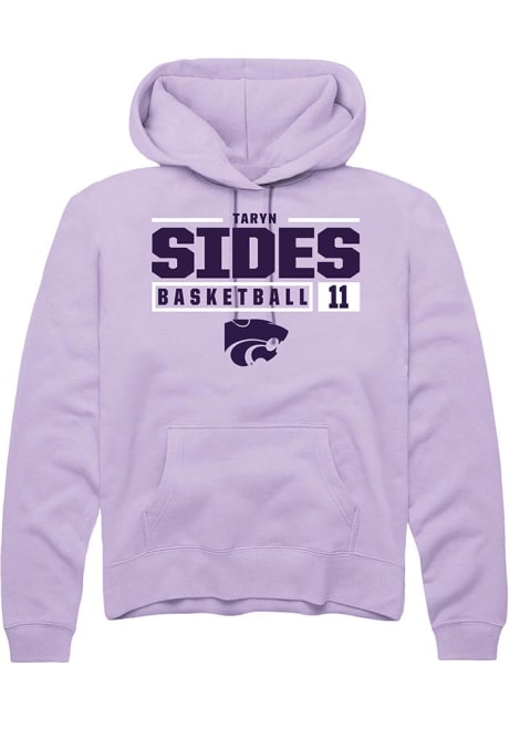 Taryn Sides Rally Mens Lavender K-State Wildcats NIL Stacked Box Hooded Sweatshirt