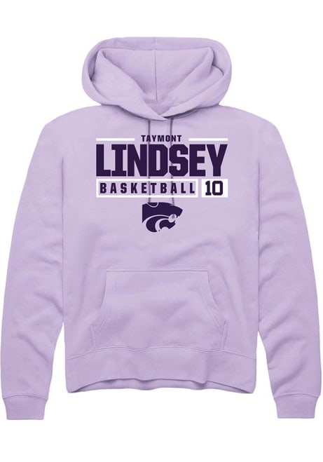 Taymont Lindsey Rally Mens Lavender K-State Wildcats NIL Stacked Box Hooded Sweatshirt
