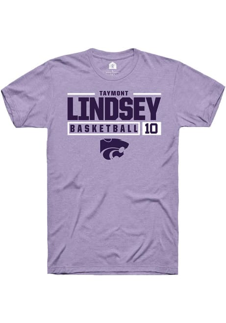 Taymont Lindsey Lavender K-State Wildcats NIL Stacked Box Short Sleeve T Shirt