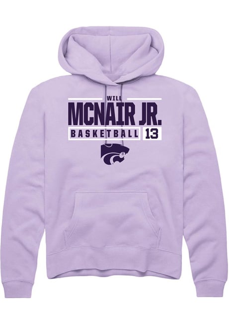 Will McNair Jr. Rally Mens Lavender K-State Wildcats NIL Stacked Box Hooded Sweatshirt