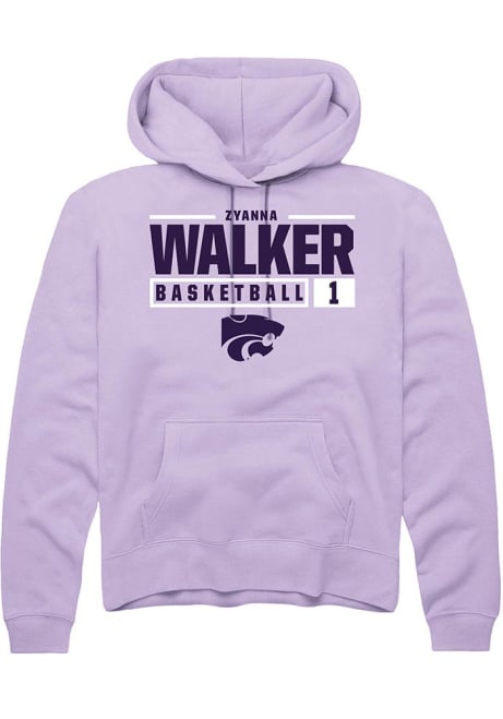 Zyanna Walker Rally Mens Lavender K-State Wildcats NIL Stacked Box Hooded Sweatshirt