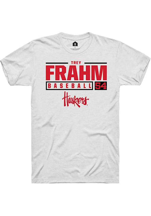 Trey Frahm Nebraska Cornhuskers Rally White NIL Stacked Box Short