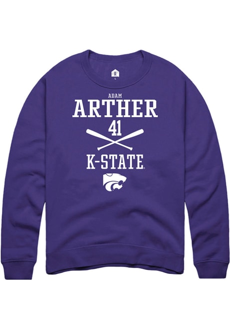 Adam Arther Rally Mens Purple K-State Wildcats NIL Sport Icon Crew Sweatshirt
