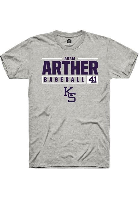 Adam Arther Ash K-State Wildcats NIL Stacked Box Short Sleeve T Shirt