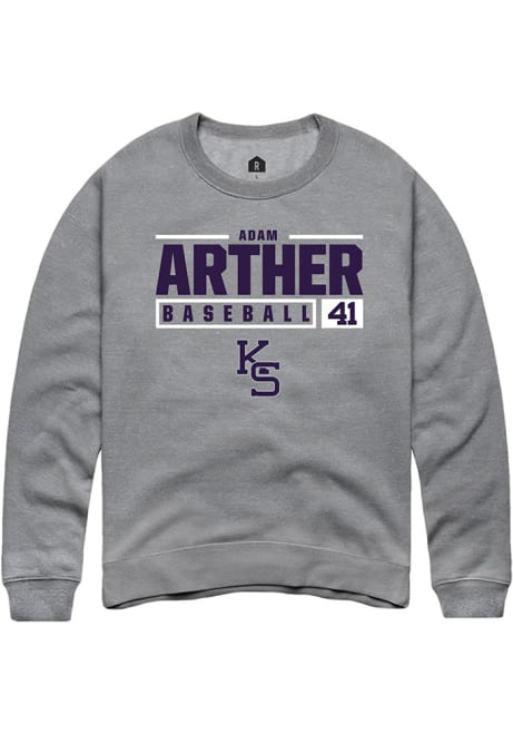 Adam Arther Rally Mens Graphite K-State Wildcats NIL Stacked Box Crew Sweatshirt