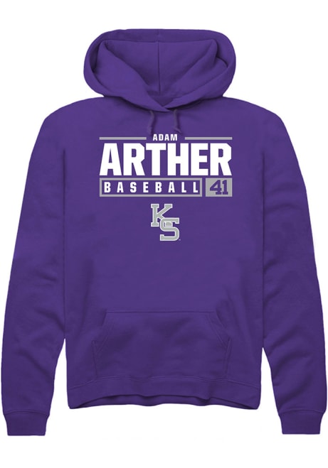 Adam Arther Rally Mens Purple K-State Wildcats NIL Stacked Box Hooded Sweatshirt