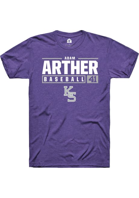 Adam Arther Purple K-State Wildcats NIL Stacked Box Short Sleeve T Shirt