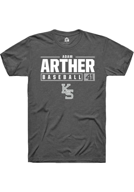 Adam Arther Grey K-State Wildcats NIL Stacked Box Short Sleeve T Shirt