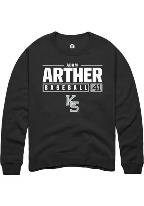 Adam Arther Rally Mens Black K-State Wildcats NIL Stacked Box Crew Sweatshirt