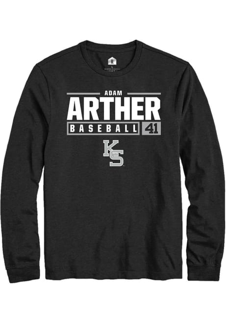 Adam Arther Rally Mens Black K-State Wildcats NIL Stacked Box Tee