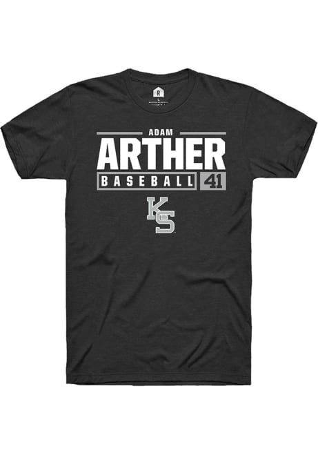 Adam Arther Black K-State Wildcats NIL Stacked Box Short Sleeve T Shirt