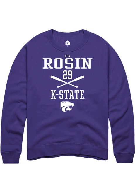 Ben Rosin Rally Mens Purple K-State Wildcats NIL Sport Icon Crew Sweatshirt