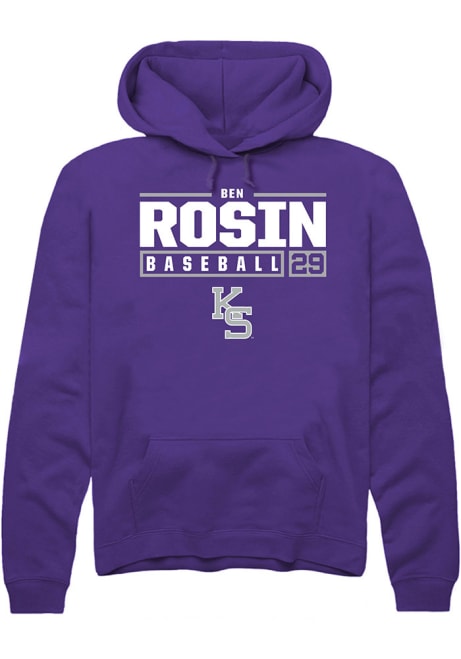 Ben Rosin Rally Mens Purple K-State Wildcats NIL Stacked Box Hooded Sweatshirt